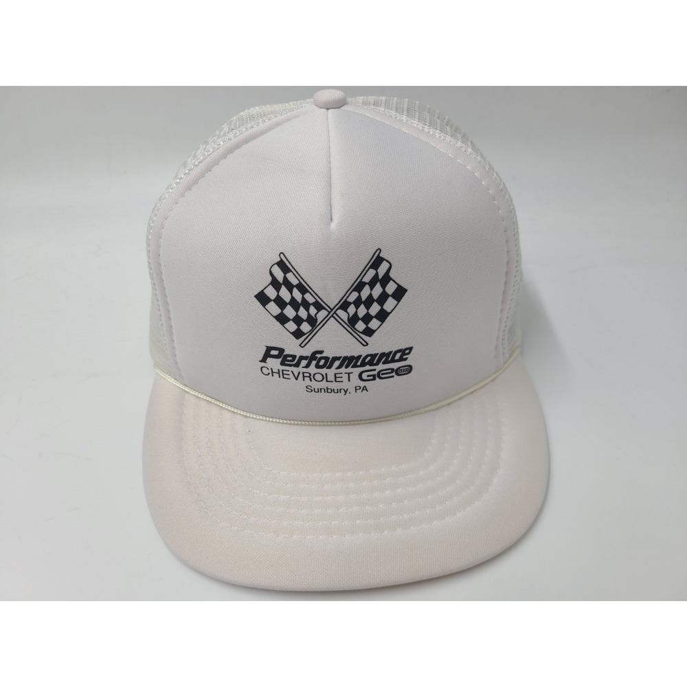 Vintage Performance Chevrolet Ge Sunbury PA Mesh Trucker Snapback Hat Cap White‎